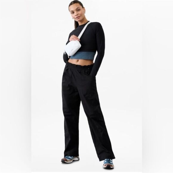 Athleta black Trekkie parachute pants XL/T tall elastic waist - Picture 2 of 9